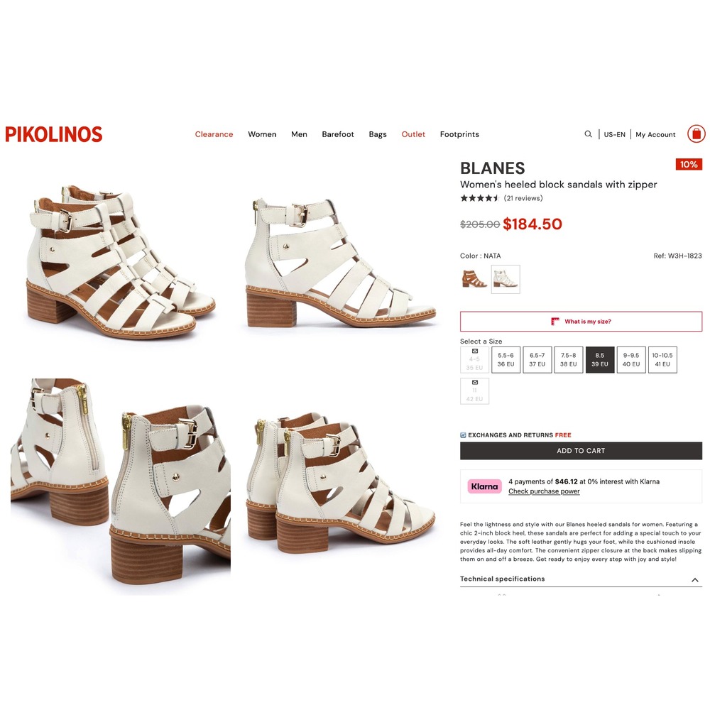 PIKOLINOS Blanes Womens 8-8.5/39 Cage Block Heeled Sandal w Zip Brandy $205 - Picture 3 of 13